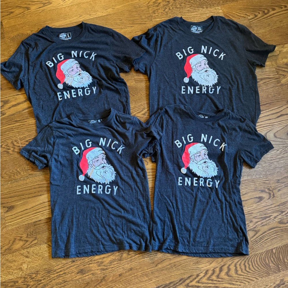 Crazy Dog T-Shirts Black 'Big Nick Energy' Santa Graphic Tee Family S, M, L, XL